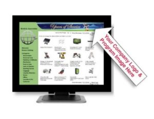 Custom branded gift redemption website shown on a monitor