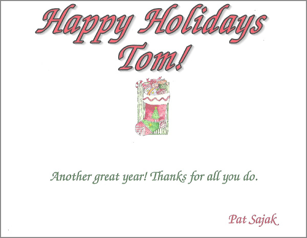 Sample Happy Holidays insert letter