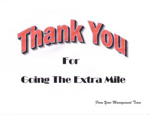 Sample extra mile insert sheet